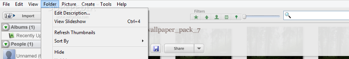 Showing the Picasa Folder menu
